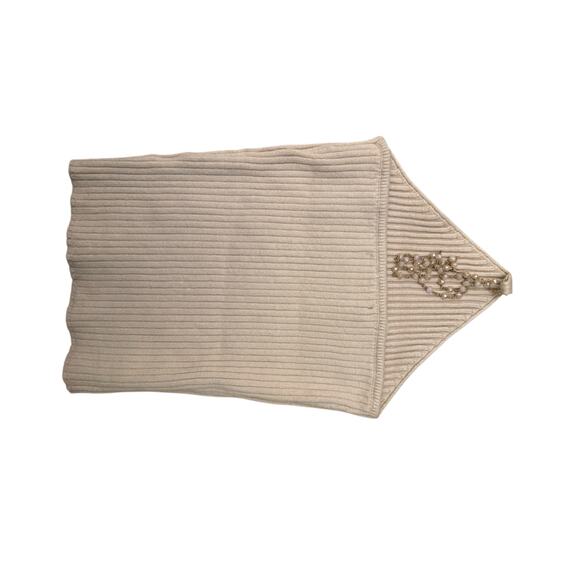 Heartloom SZ XS Knit Halter Top/Cream Ribbed Beaded Neckline Strapless Back Y2K - Picture 5 of 10